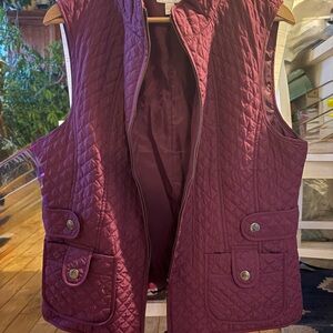 Quilted Burgundy Vest with Pockets